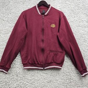 Vintage Adidas Men's Burgundy Full Zip‎ Jacket Size Large Worldmark Globe Y2K